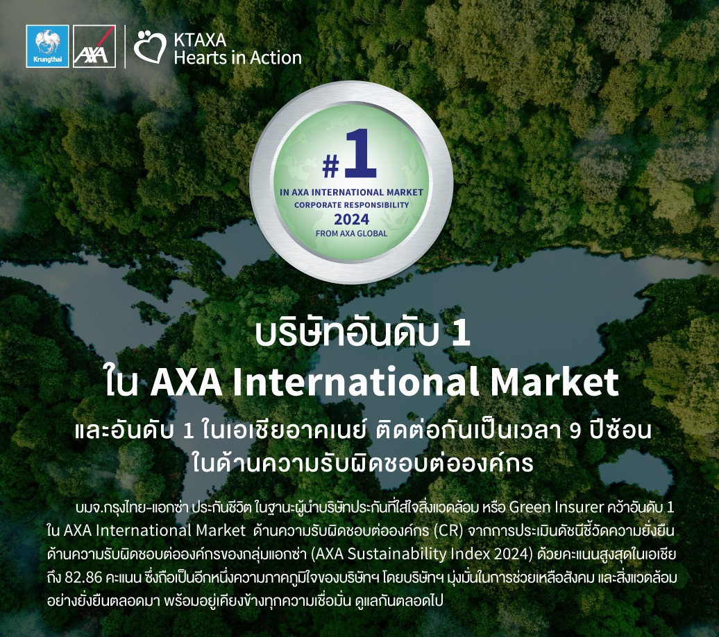 กรุงไทย-แอกซ่า ประกันชีวิต คว้าอันดับ 1 AXA International Market