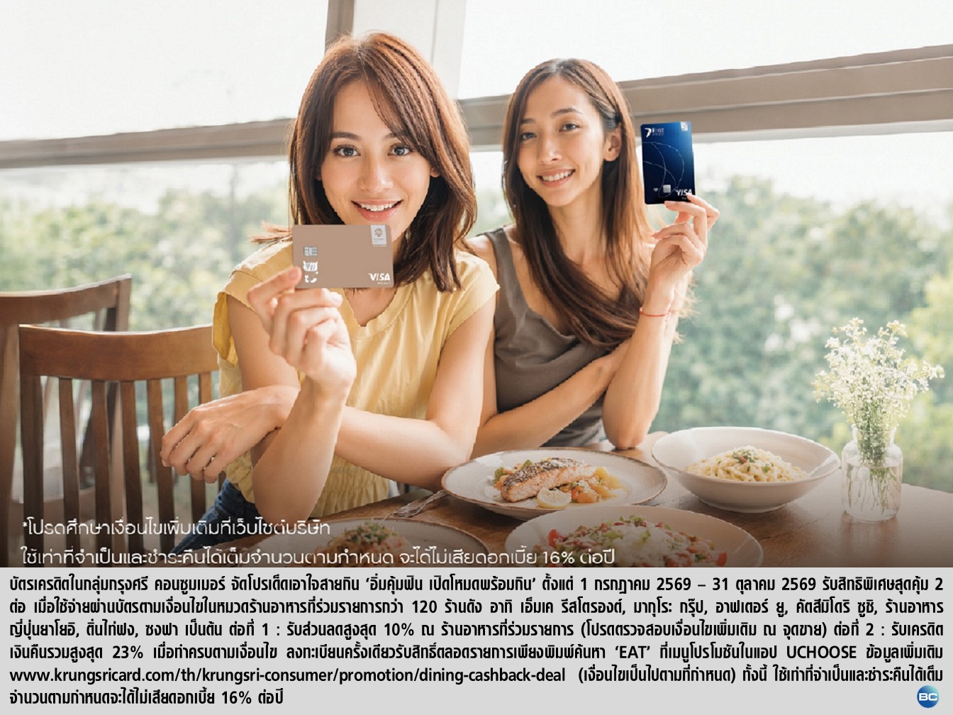‘อิ่มคุ้มฟิน’ กรุงศรี คอนซูมเมอร์ รับเครดิตเงินคืนรวมสูงสุด 23%